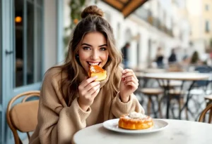 Elle déguste des galettes des rois en Algérie, un pur moment de gourmandise