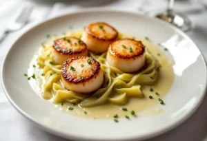 Noix de Saint-Jacques dorées sur fondue de poireaux au curry : une entrée chic aussi simple que bluffante