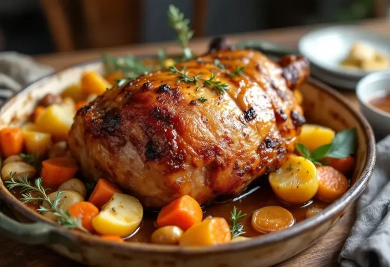 Rouelle de porc caramélisée au miel : cuisson lente au four, viande ultra fondante